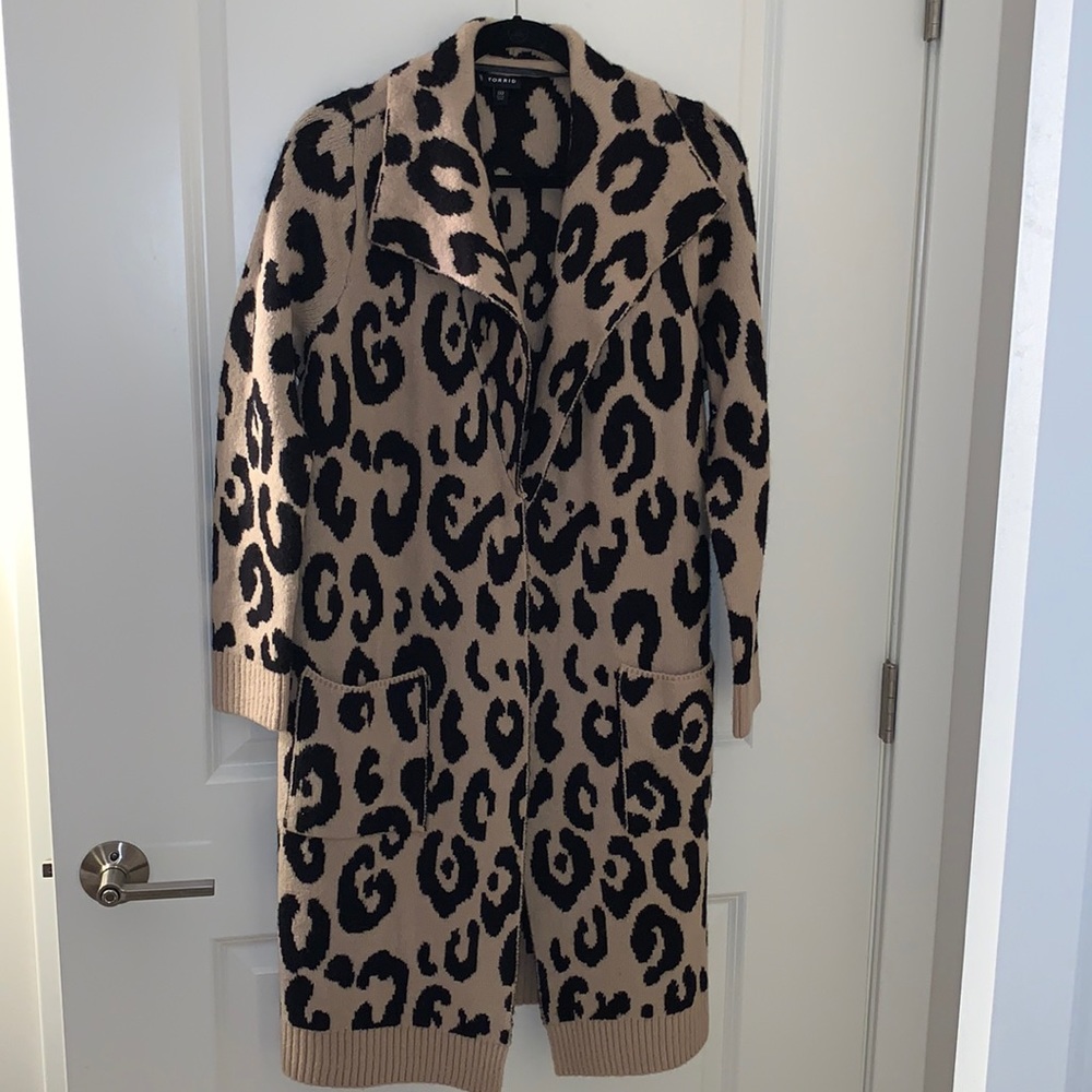 LEOPARD LONGLINE CARDIGAN COAT